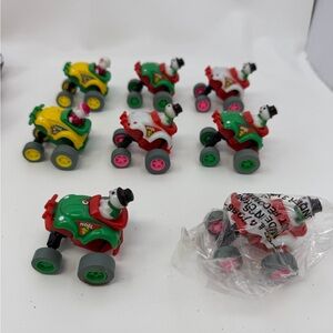 Vintage Lot Of 8 Santa And Snowman  In VW Beetle Push Car Made In China One New